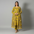 Mustard Sunflower 3-Piece Stitched Lawn Suit – Floral Embroidered + chicken-kari Edition