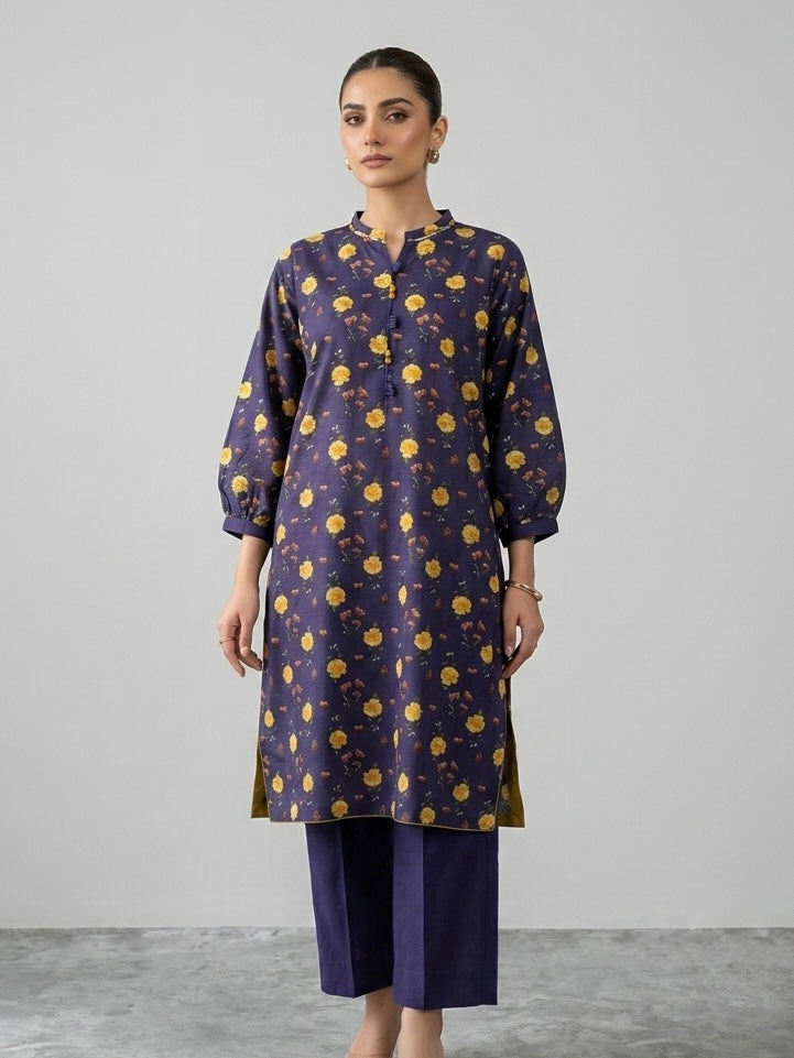 Midnight Bloom – 2-Piece Printed Summer Suit