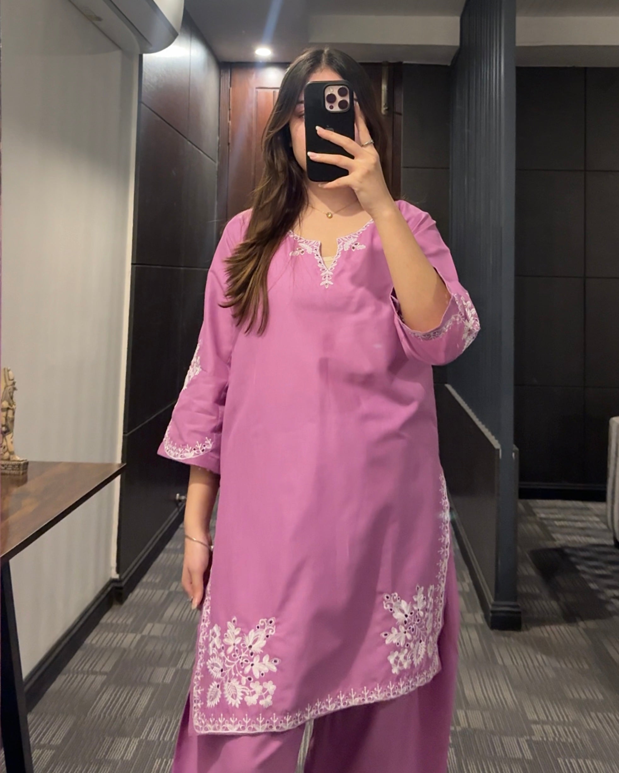 Lilac Bloom – 2 Piece Embroidered Lawn Suit with Farshi Shalwar