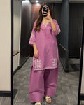 Lilac Bloom – 2 Piece Embroidered Lawn Suit with Farshi Shalwar